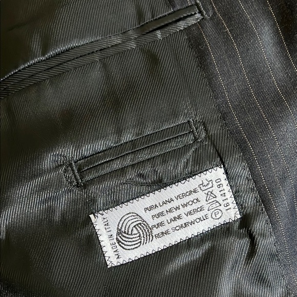 Ermenegildo Zegna Men's Black tan Pinstripe wool Blazer 44R - Picture 7 of 9